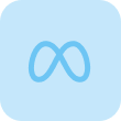 Pastel blue square icon with a META symbol