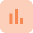 Performance icon with rounded peach square and three orange bars of different heights
