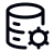 Black and white database icon with gear